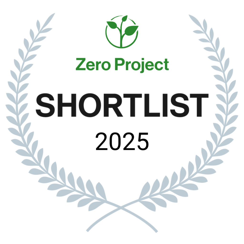 Das Logo des Zero Project mit der Ergänzung "Shortlist 2025".